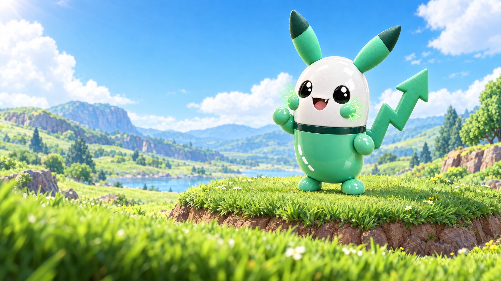 A wild PUMPACHU in a meadow, ready to battle